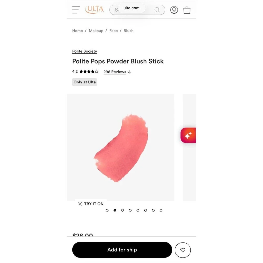 Polite Society Polite Pops Powder Blush Stick Shade Paris